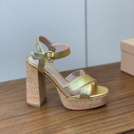 GIANVITO ROSSI 26S PLATFORM SANDALS 115 MM IN GOLD CALFSKIN