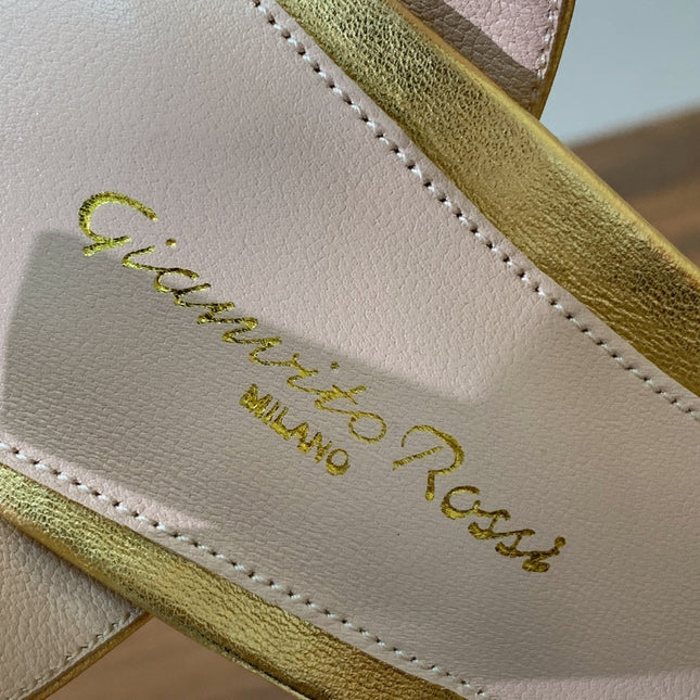 GIANVITO ROSSI 26S PLATFORM SANDALS 115 MM IN GOLD CALFSKIN