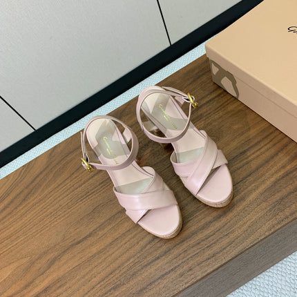 GIANVITO ROSSI 26S PLATFORM SANDALS 115 MM IN NUDE PINK CALFSKIN