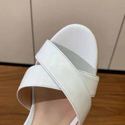 GIANVITO ROSSI 26S PLATFORM SANDALS 115 MM IN WHITE CALFSKIN