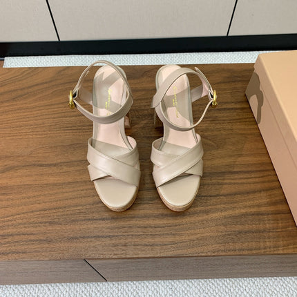 GIANVITO ROSSI 26S PLATFORM SANDALS 115 MM IN BEIGE CALFSKIN