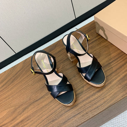 GIANVITO ROSSI 26S PLATFORM SANDALS 115 MM IN BLACK CALFSKIN