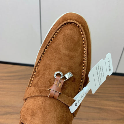LP LOAFERS 25S IN BROWN CASHMERE WITH SILVER HARDWARE