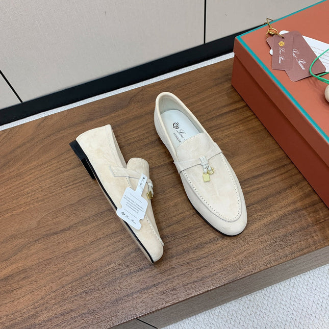 LP 26S SUMMER CHARMS WALK LOAFER IN CREAM WHITE SUEDE GOLD HARDWARE