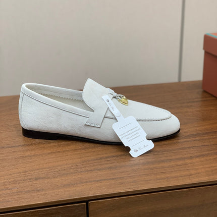 LP 26S SUMMER CHARMS WALK LOAFER IN WHITE SUEDE GOLD HARDWARE