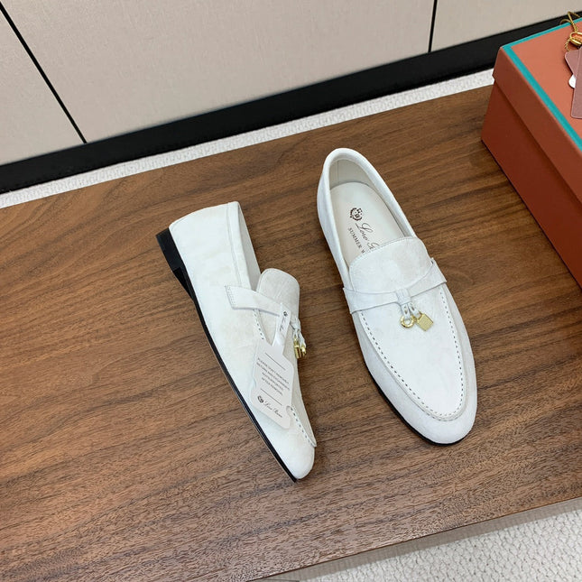 LP 26S SUMMER CHARMS WALK LOAFER IN WHITE SUEDE GOLD HARDWARE