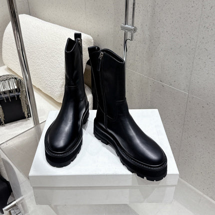 CELINE 26S ZIP-UP ANKLE BOOTS IN BLACK CALFSKIN