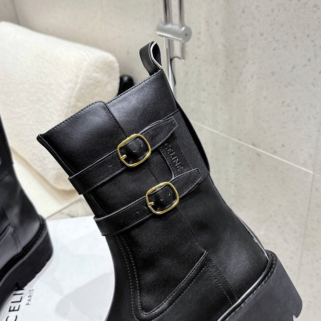 CELINE 26S ANKLE BOOTS IN BLACK CALFSKIN