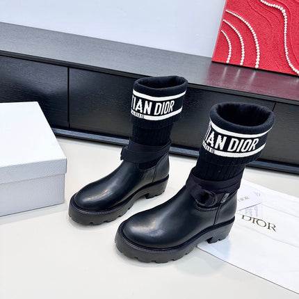 DIOR 26S D-MAJOR ANKLE BOOT IN BLACK CALFSKIN AND WOOL