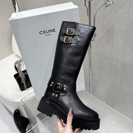 CELINE 26S KNEE-HIGH BOOTS IN BLACK CALFSKIN