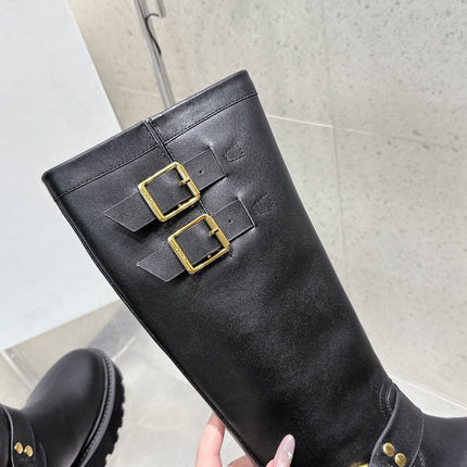 CELINE 26S KNEE-HIGH BOOTS IN BLACK CALFSKIN