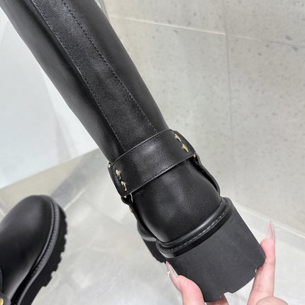 CELINE 26S KNEE-HIGH BOOTS IN BLACK CALFSKIN