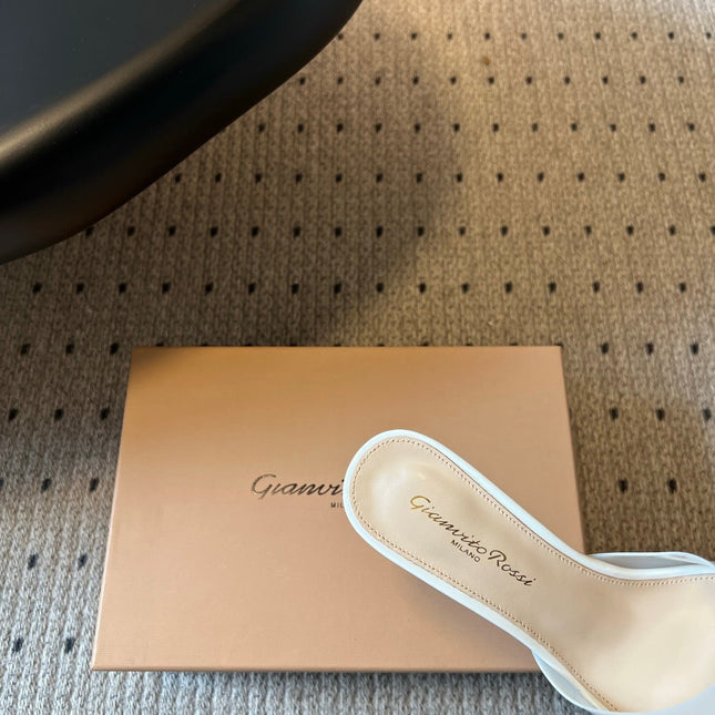 GIANVITO ROSSI 26S HEELED SANDALS 75 MM IN WHITE  PATENT CALFSKIN AND PVC