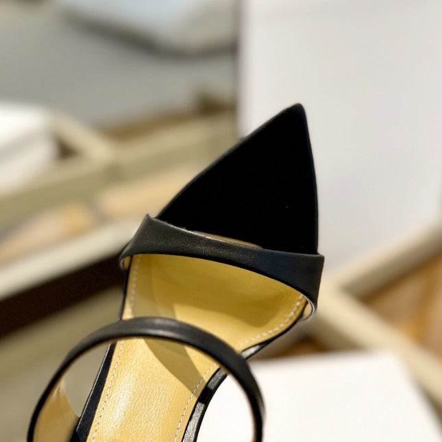 GIANVITO ROSSI 26S POINTED-TOE HEELED SANDALS 105 MM IN BLACK CALFSKIN