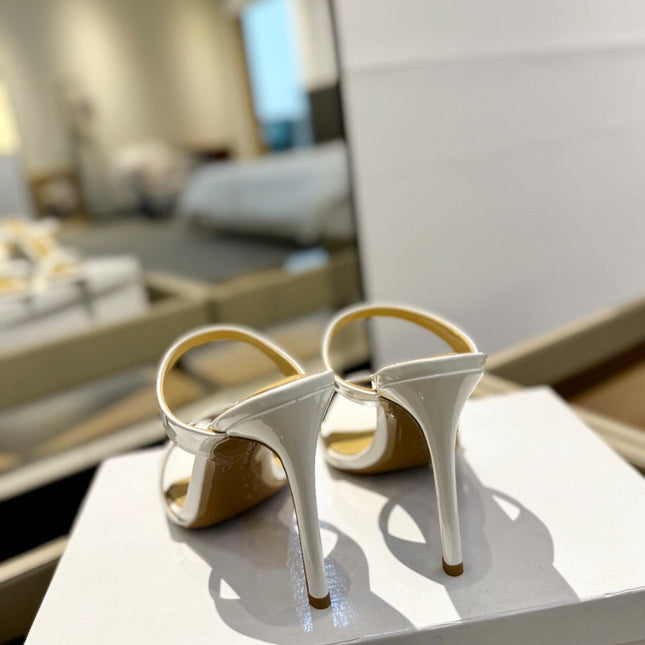 GIANVITO ROSSI 26S POINTED-TOE HEELED SANDALS 105 MM IN WHITE CALFSKIN