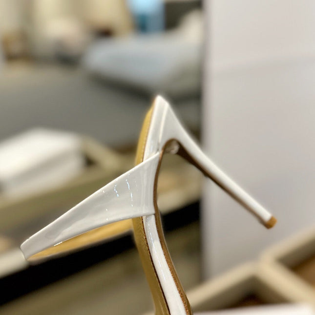 GIANVITO ROSSI 26S POINTED-TOE HEELED SANDALS 105 MM IN WHITE CALFSKIN