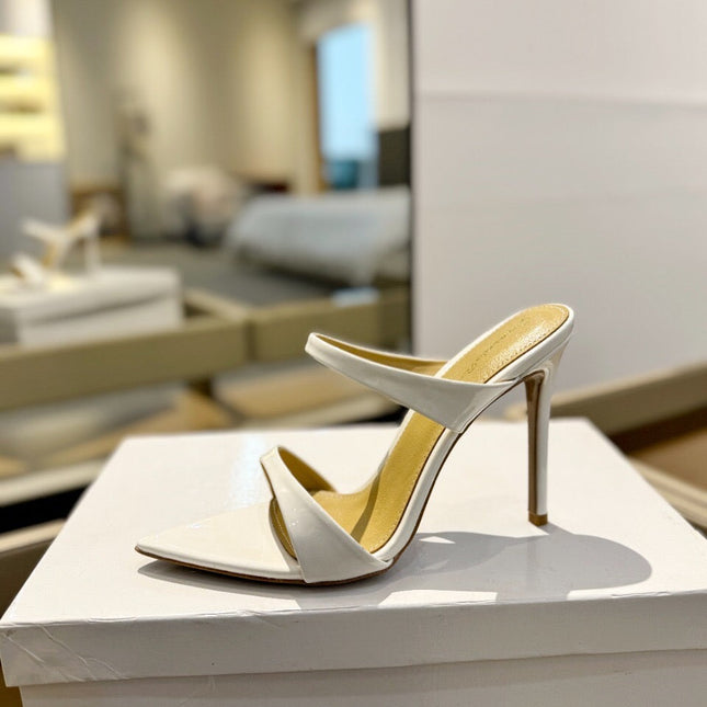 GIANVITO ROSSI 26S POINTED-TOE HEELED SANDALS 105 MM IN WHITE CALFSKIN