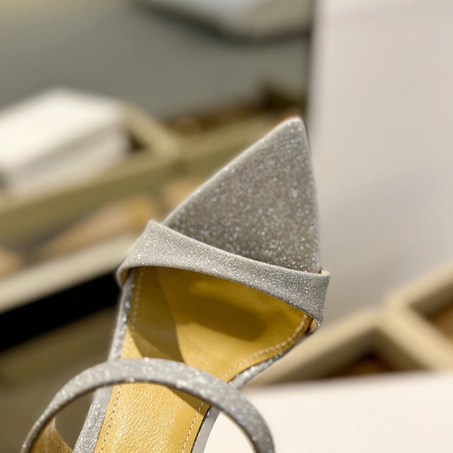 GIANVITO ROSSI 26S HEELED SANDALS 105 MM IN SILVER GLITTER