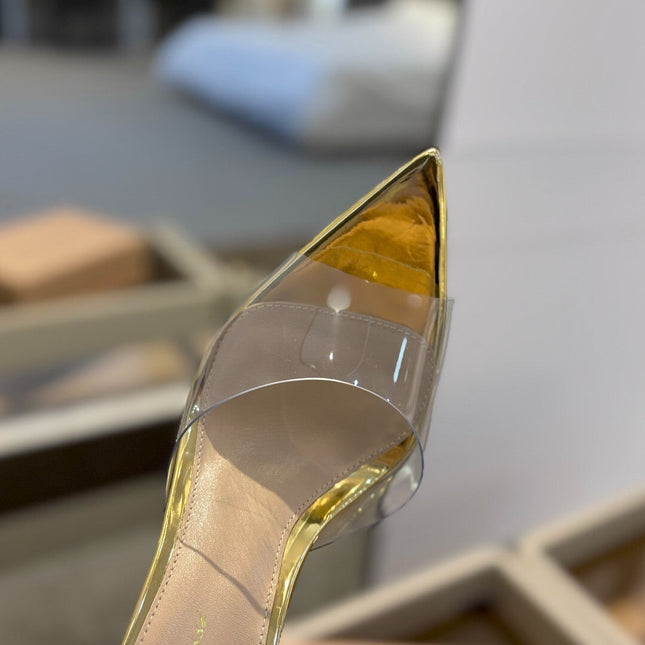 GIANVITO ROSSI 26S HEELED SANDALS 105 MM IN GOLD CALFSKIN