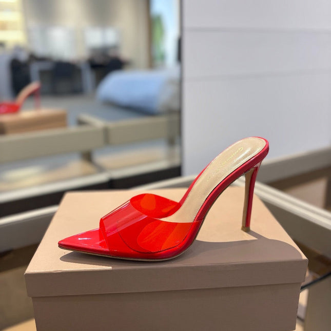 GIANVITO ROSSI 26S HEELED SANDALS 105 MM IN RED CALFSKIN