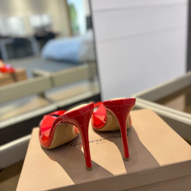 GIANVITO ROSSI 26S HEELED SANDALS 105 MM IN RED CALFSKIN