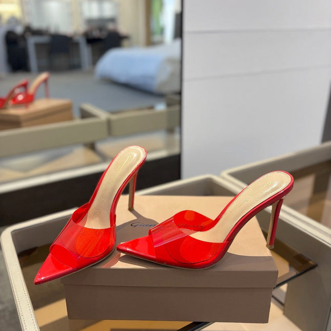 GIANVITO ROSSI 26S HEELED SANDALS 105 MM IN RED CALFSKIN