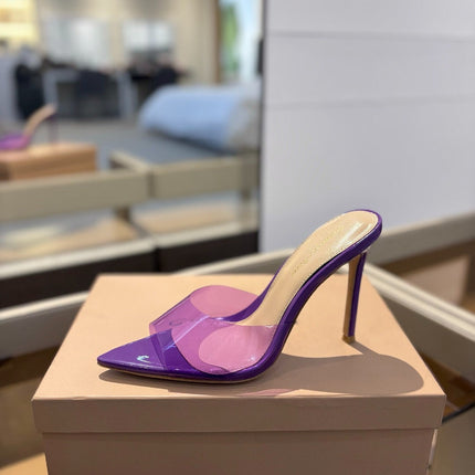 GIANVITO ROSSI 26S HEELED SANDALS 105 MM IN PURPLE CALFSKIN