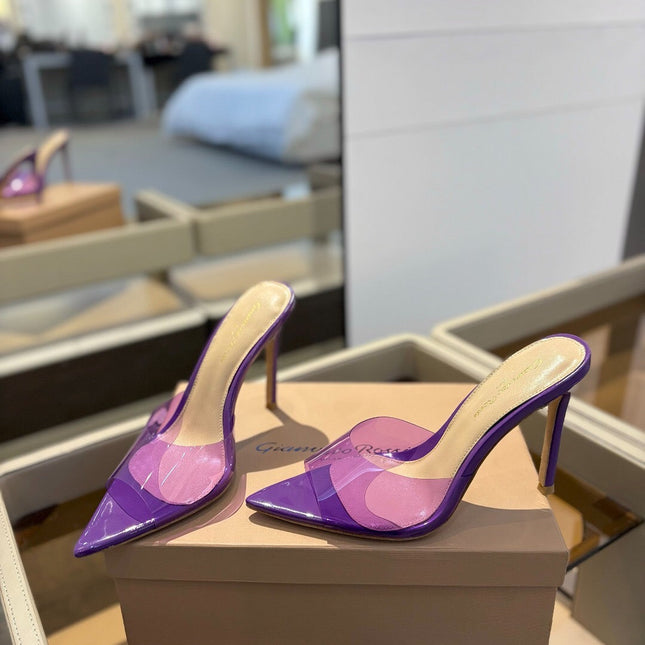 GIANVITO ROSSI 26S HEELED SANDALS 105 MM IN PURPLE CALFSKIN