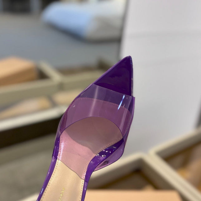 GIANVITO ROSSI 26S HEELED SANDALS 105 MM IN PURPLE CALFSKIN