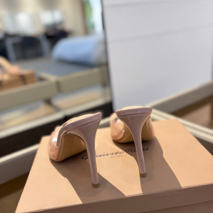GIANVITO ROSSI 26S HEELED SANDALS 105 MM IN NUDE PINK CALFSKIN