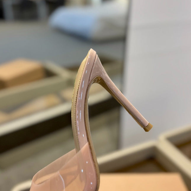 GIANVITO ROSSI 26S HEELED SANDALS 105 MM IN NUDE PINK CALFSKIN