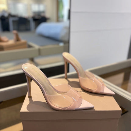 GIANVITO ROSSI 26S HEELED SANDALS 105 MM IN NUDE PINK CALFSKIN