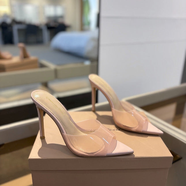 GIANVITO ROSSI 26S HEELED SANDALS 105 MM IN NUDE PINK CALFSKIN