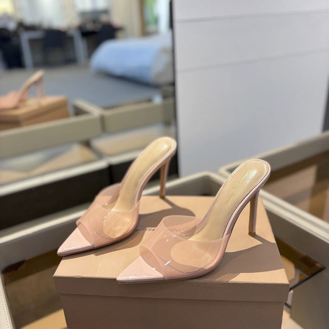 GIANVITO ROSSI 26S HEELED SANDALS 105 MM IN NUDE PINK CALFSKIN