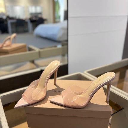 GIANVITO ROSSI 26S HEELED SANDALS 105 MM IN NUDE PINK CALFSKIN