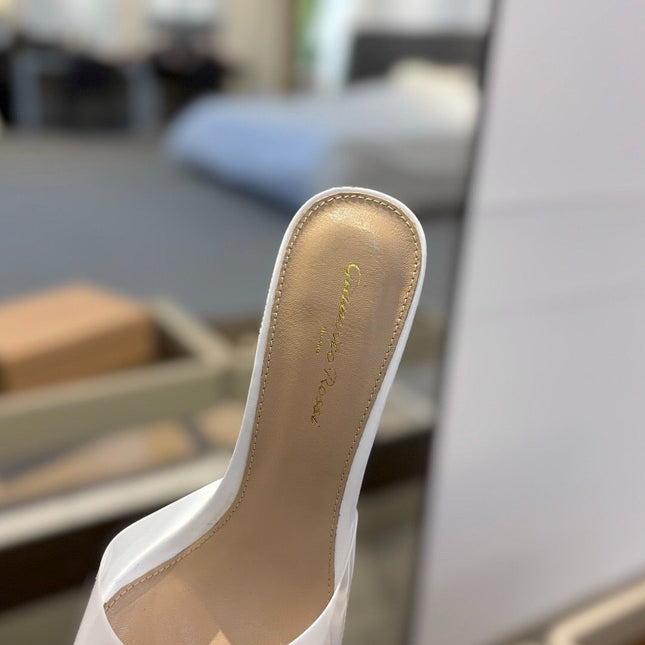 GIANVITO ROSSI 26S HEELED SANDALS 105 MM IN WHITE CALFSKIN