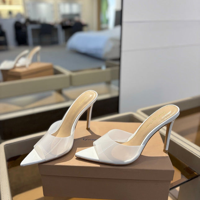 GIANVITO ROSSI 26S HEELED SANDALS 105 MM IN WHITE CALFSKIN