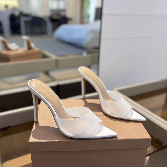 GIANVITO ROSSI 26S HEELED SANDALS 105 MM IN WHITE CALFSKIN