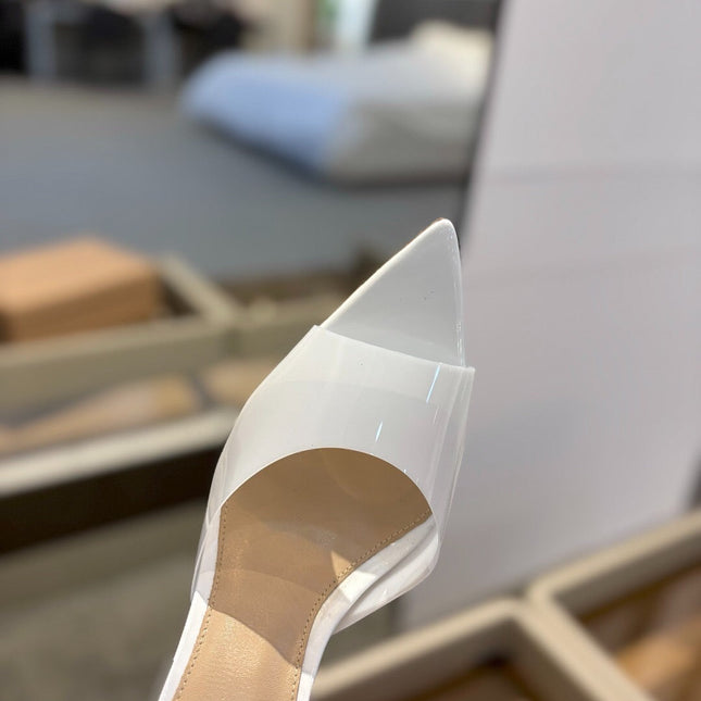 GIANVITO ROSSI 26S HEELED SANDALS 105 MM IN WHITE CALFSKIN