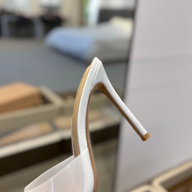 GIANVITO ROSSI 26S HEELED SANDALS 105 MM IN WHITE CALFSKIN