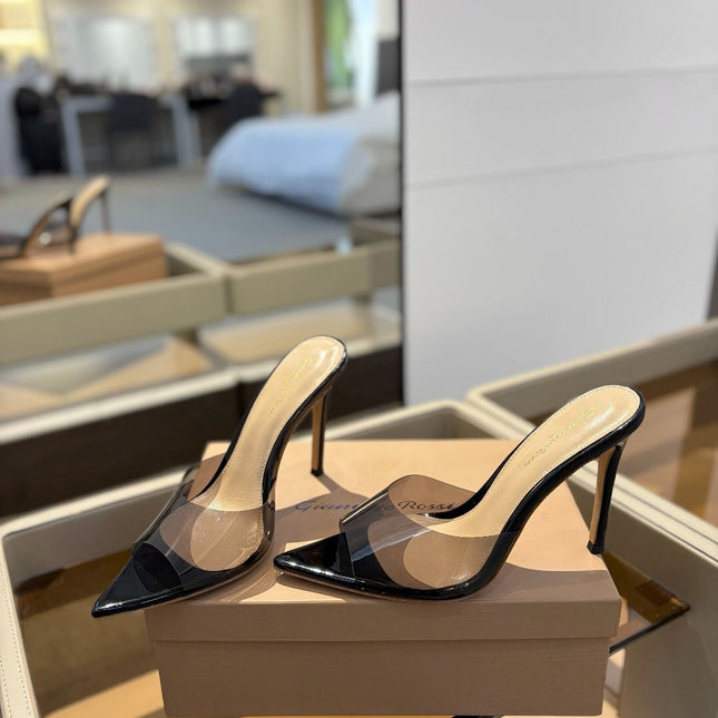 GIANVITO ROSSI 26S HEELED SANDALS 105 MM IN BLACK CALFSKIN