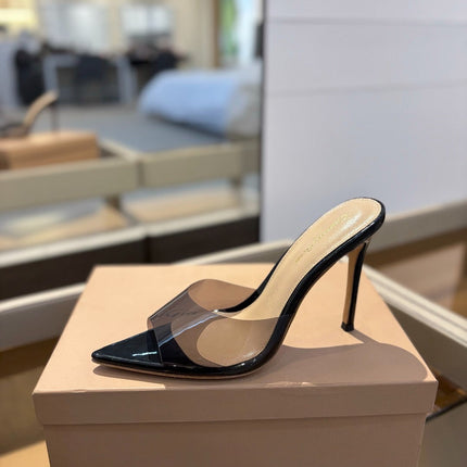 GIANVITO ROSSI 26S HEELED SANDALS 105 MM IN BLACK CALFSKIN