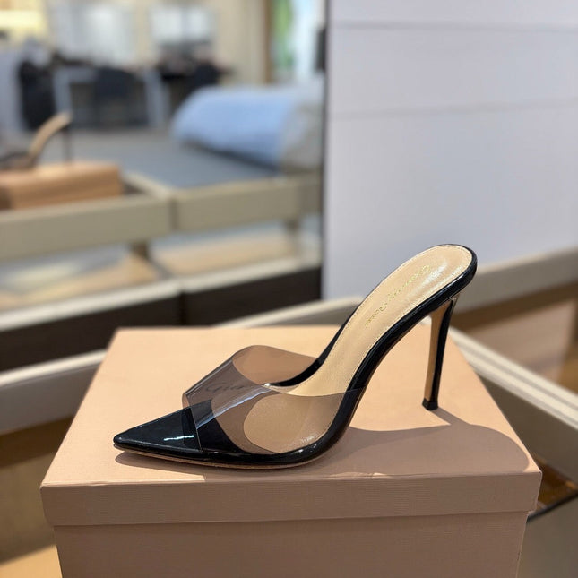 GIANVITO ROSSI 26S HEELED SANDALS 105 MM IN BLACK CALFSKIN