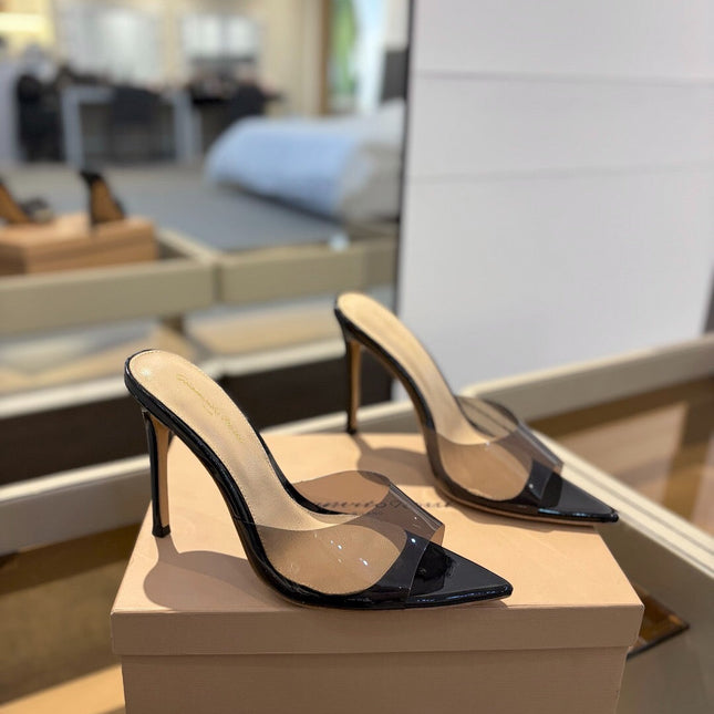 GIANVITO ROSSI 26S HEELED SANDALS 105 MM IN BLACK CALFSKIN