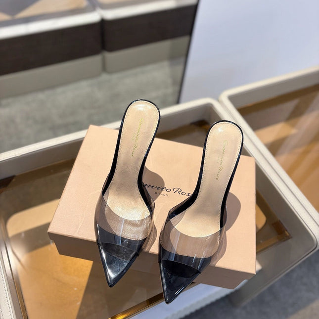 GIANVITO ROSSI 26S HEELED SANDALS 105 MM IN BLACK CALFSKIN