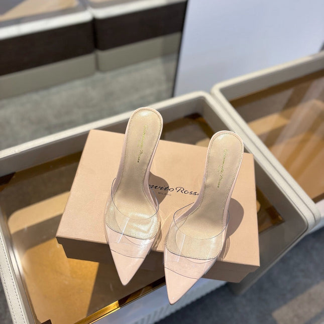 GIANVITO ROSSI 26S HEELED SANDALS 105 MM IN LIGHT NUDE CALFSKIN