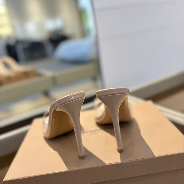 GIANVITO ROSSI 26S HEELED SANDALS 105 MM IN LIGHT NUDE CALFSKIN