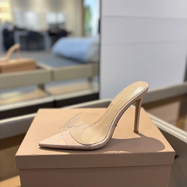 GIANVITO ROSSI 26S HEELED SANDALS 105 MM IN LIGHT NUDE CALFSKIN