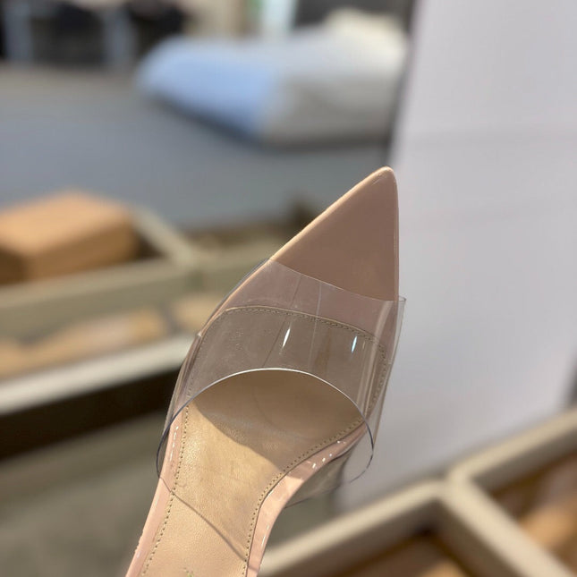 GIANVITO ROSSI 26S HEELED SANDALS 105 MM IN LIGHT NUDE CALFSKIN