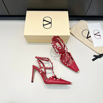 VALENTINO 26S ROCKSTUD SLINGBACK PUMPS 100 MM IN RED CALFSKIN